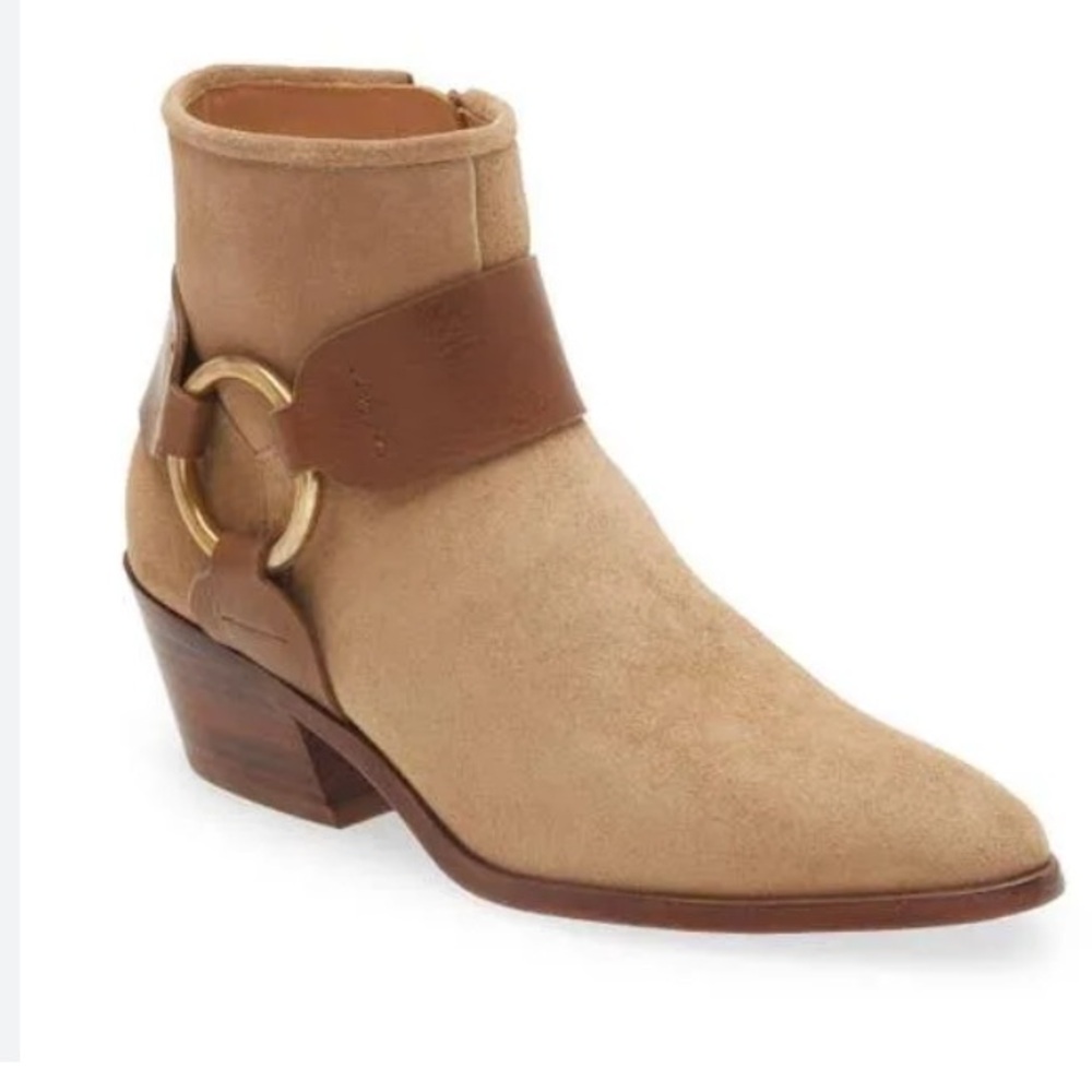 PEDRO GARCIA ANKLE BOOT BROWN POINTY WESTERN SUEDE BLOCK New without box